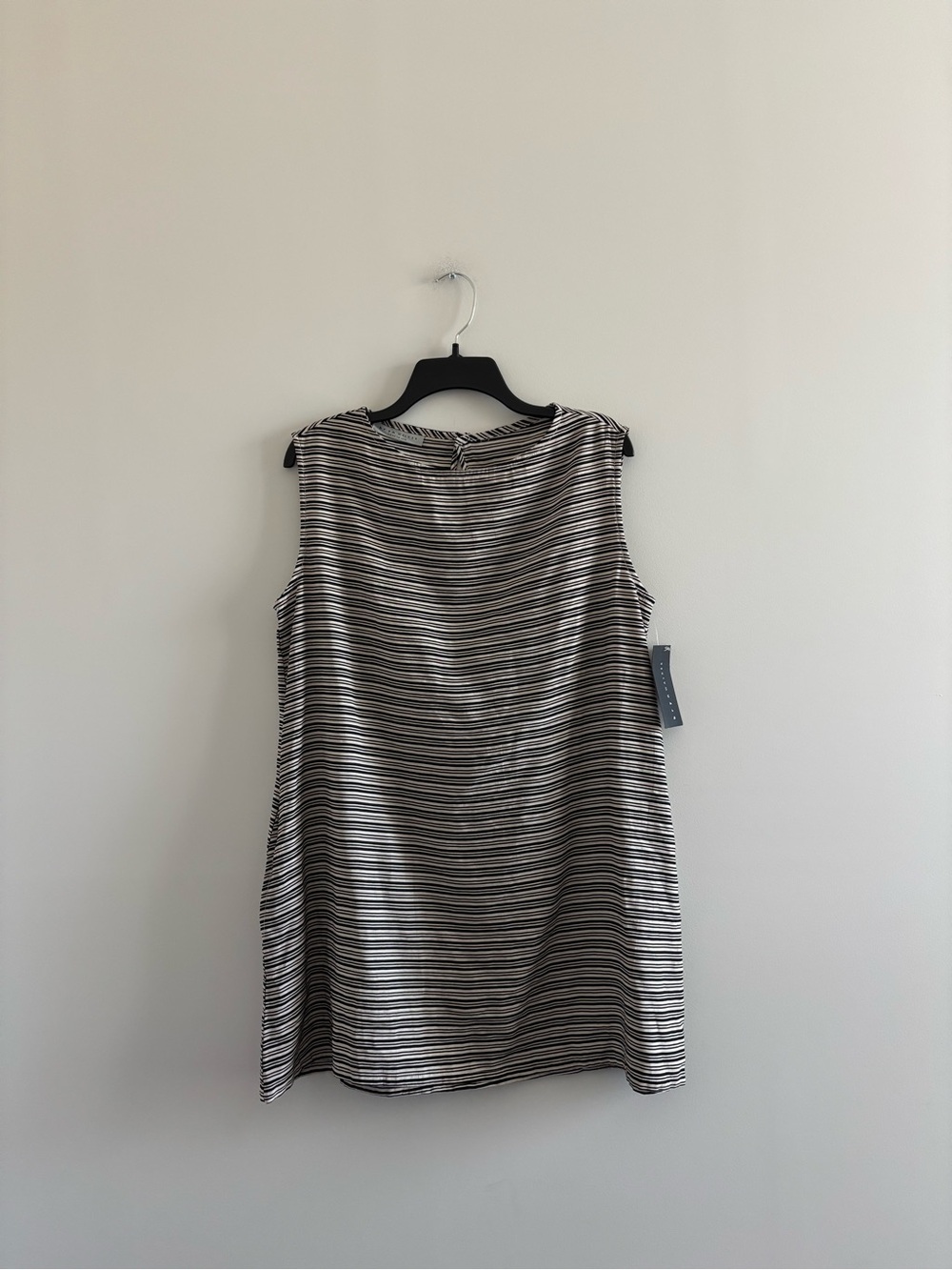 Bryn Walker Twiggy Tunic Top Black Beige Stripe Oversized NWT Lagenlook Mod 60s